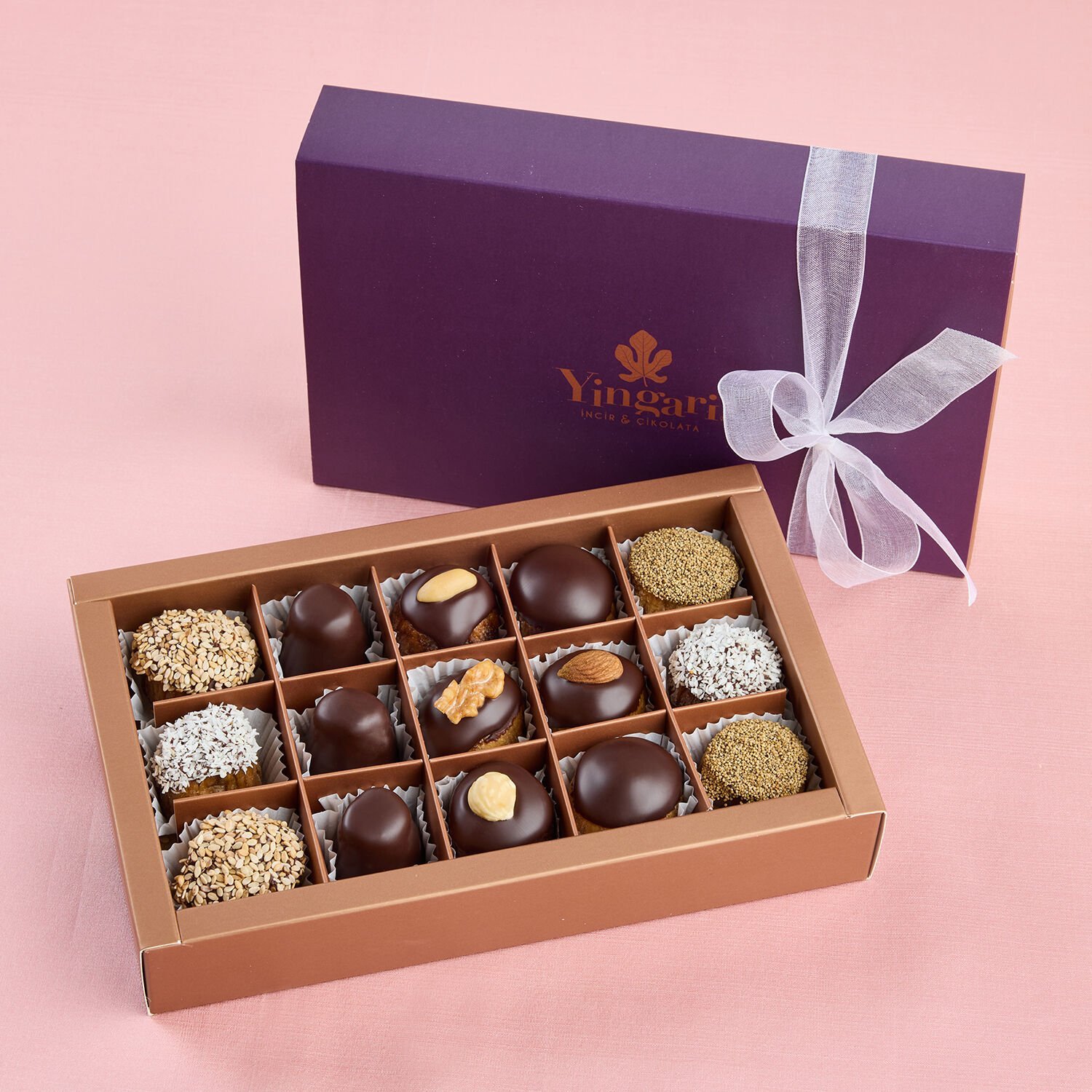 Kuru İncir Bohçaları Mor Kutu 15 adet